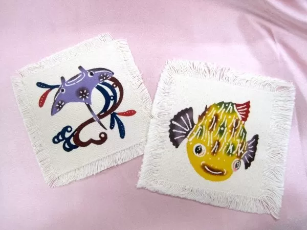 那覇市伝統工芸館「紅型染め体験」★コースター（2枚）【国際通りてんぶす那覇・約60分・6歳以上・1名可・当日受取・当日電話申込可】