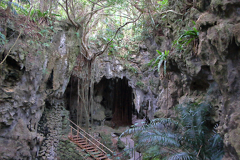 「大主(ウフシュ)ガジュマル」そばの鍾乳洞