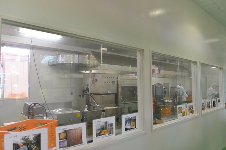 マンゴー専門工房「ティダファクトリ」|店舗からシースルーの加工場