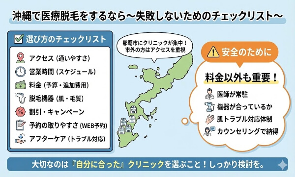 沖縄の医療脱毛クリニック情報のまとめの図解