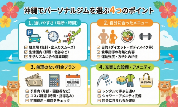 沖縄でパーソナルジムに通うための選び方