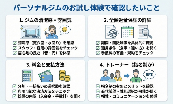パーソナルジムのお試し体験で確認したいこと