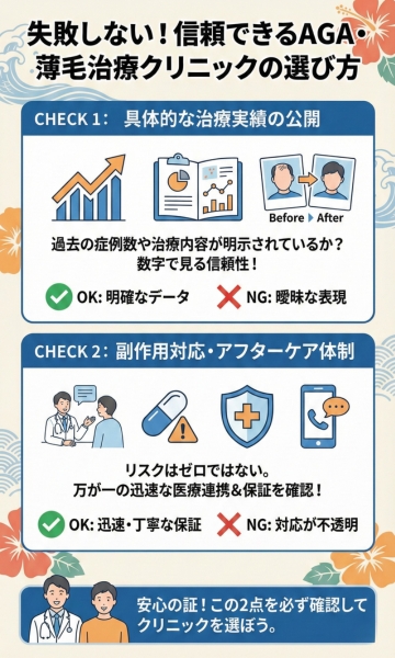 治療実績の開示と医療サポートの充実度