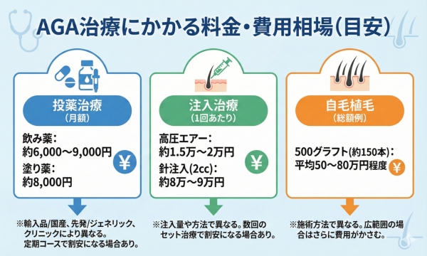 AGA治療にかかる料金･費用相場