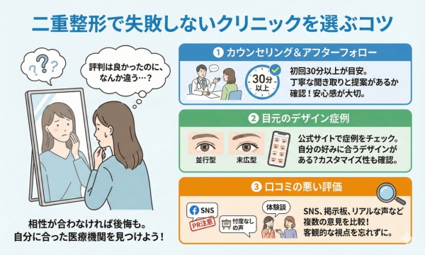 二重整形で失敗しないクリニックを選ぶコツ