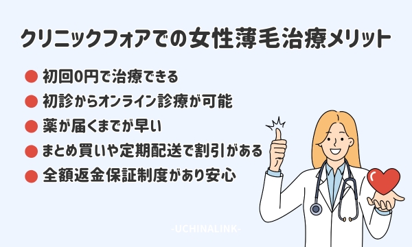クリニックフォアでの女性薄毛治療のメリット