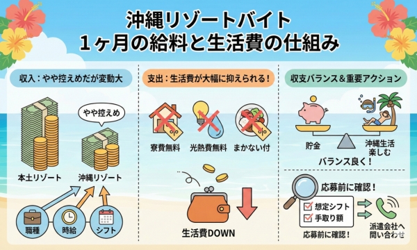沖縄リゾートバイトの1か月の平均給料
