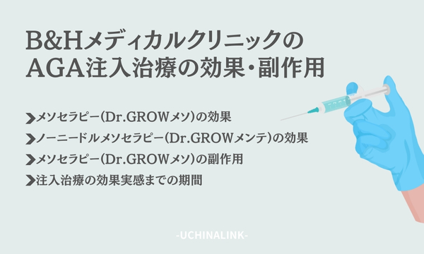 B&HメディカルクリニックのAGA注入治療の効果・副作用