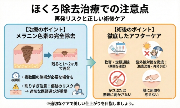 ほくろ除去治療での注意点