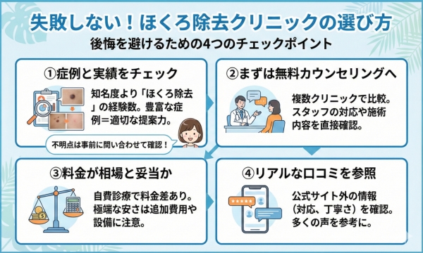 ほくろ除去クリニックの選び方