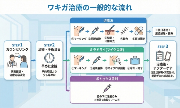 ワキガ治療の流れ