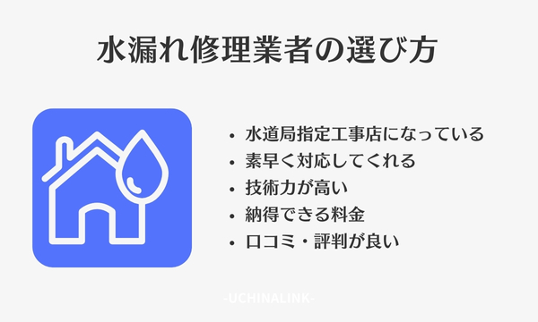 水漏れ修理業者の選び方