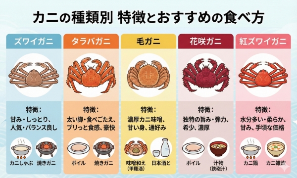 カニの種類別の特徴と選び方