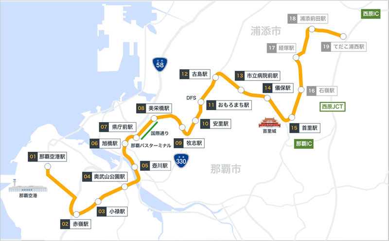モノレール駅周辺のホテルマップ