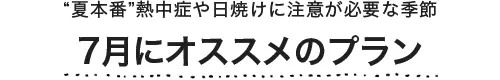 7月にオススメのプラン