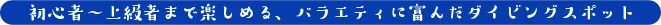 初心者～上級者まで楽しめる、バラエティに富んだダイビングスポット