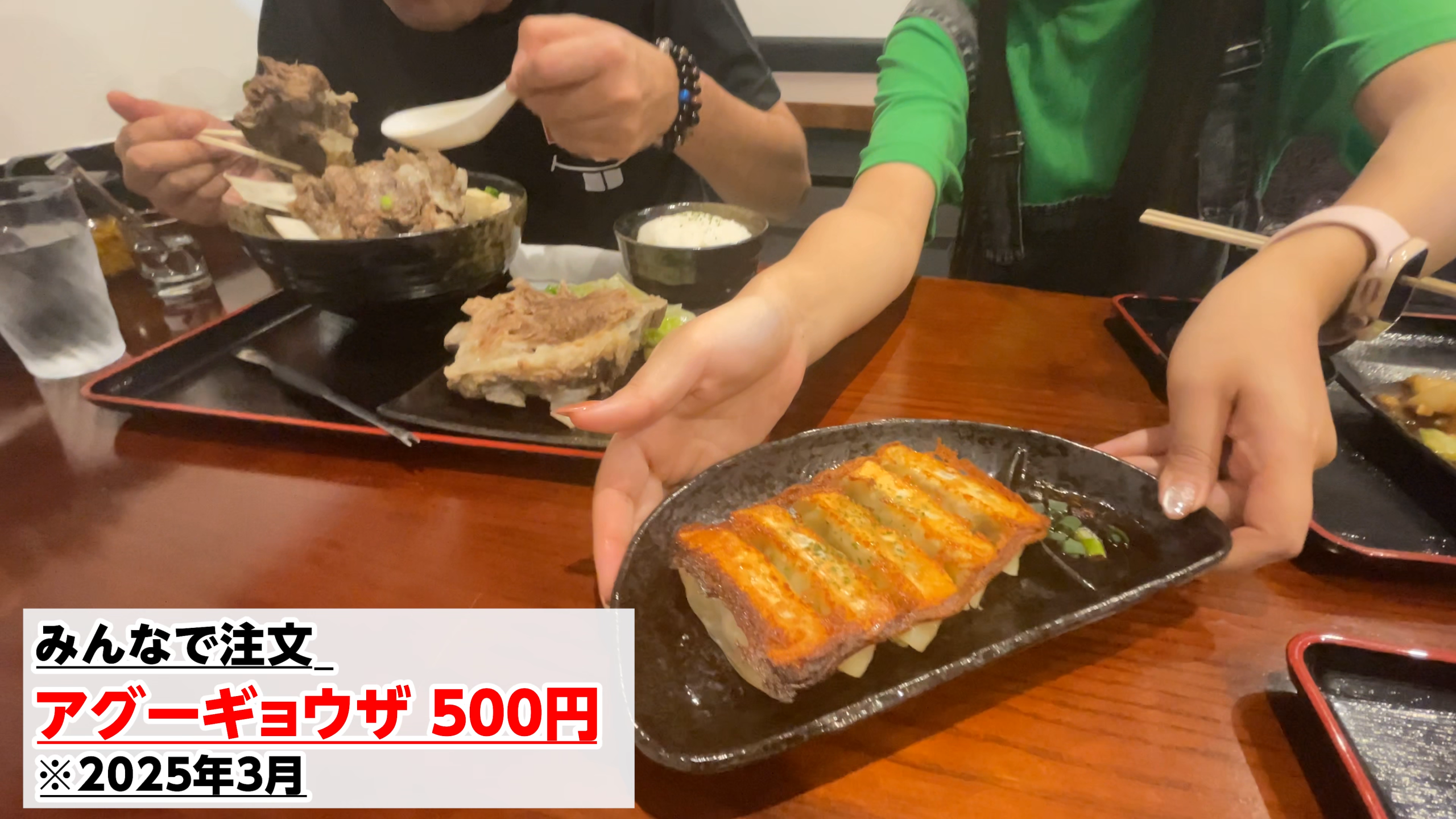 こんがり黄金色に焼き上がった食欲をそそるアグーギョウザ