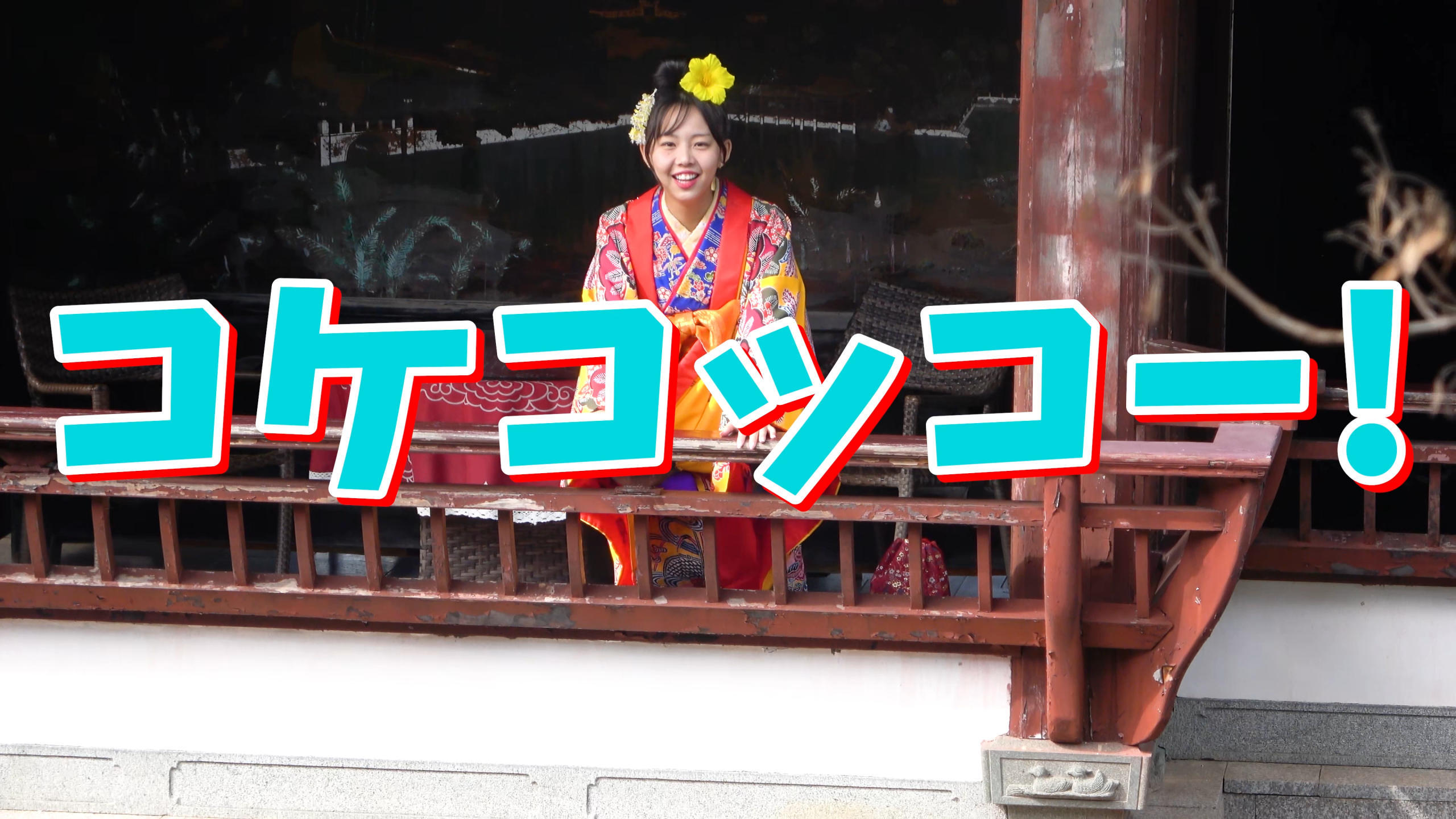 福州園の東屋で新年の抱負を語り合うおきなわちゃんねるメンバー