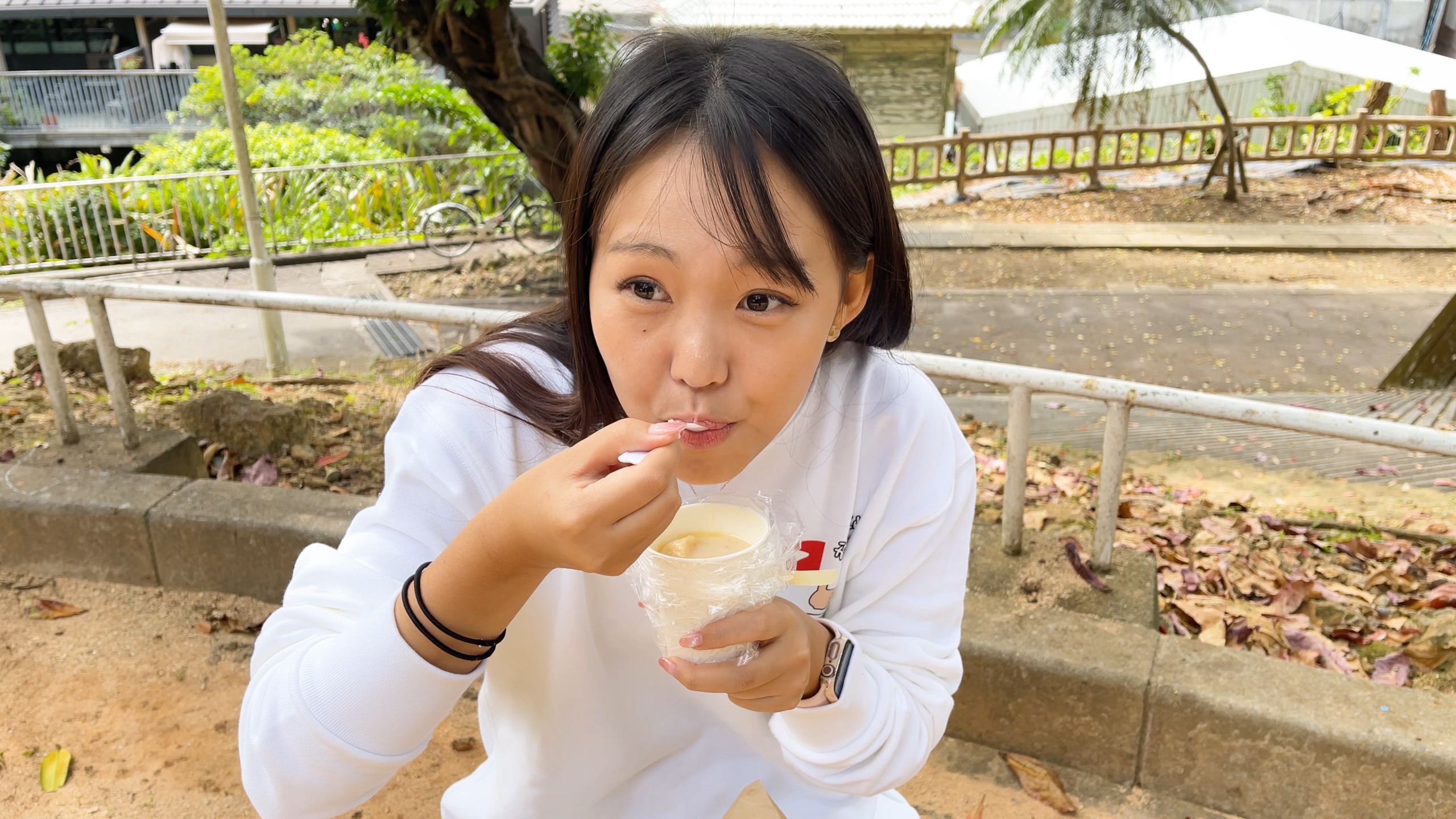 後入れのサクサククルトンを浮かべた濃厚な温かいクリームスープ（シチュー）