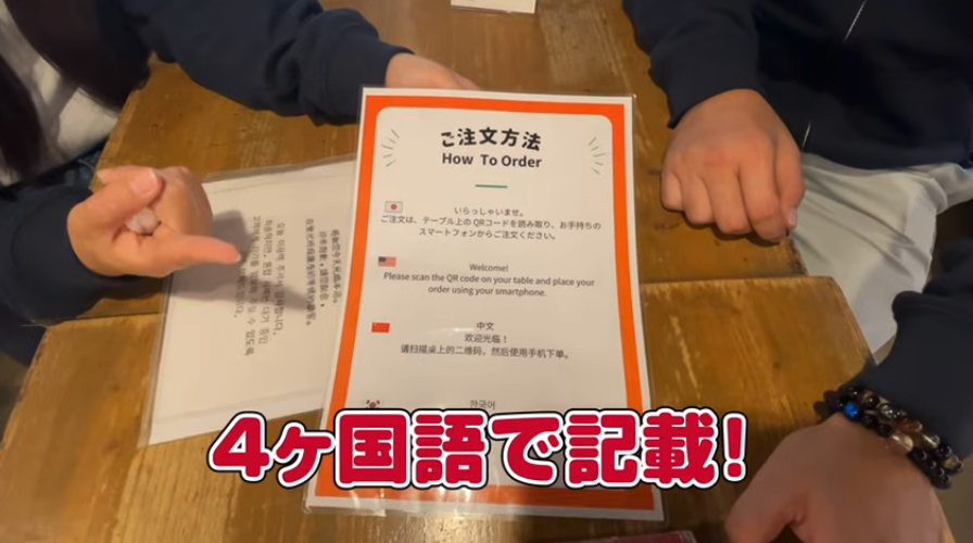 かめぜん食堂メニュー4ヶ国語