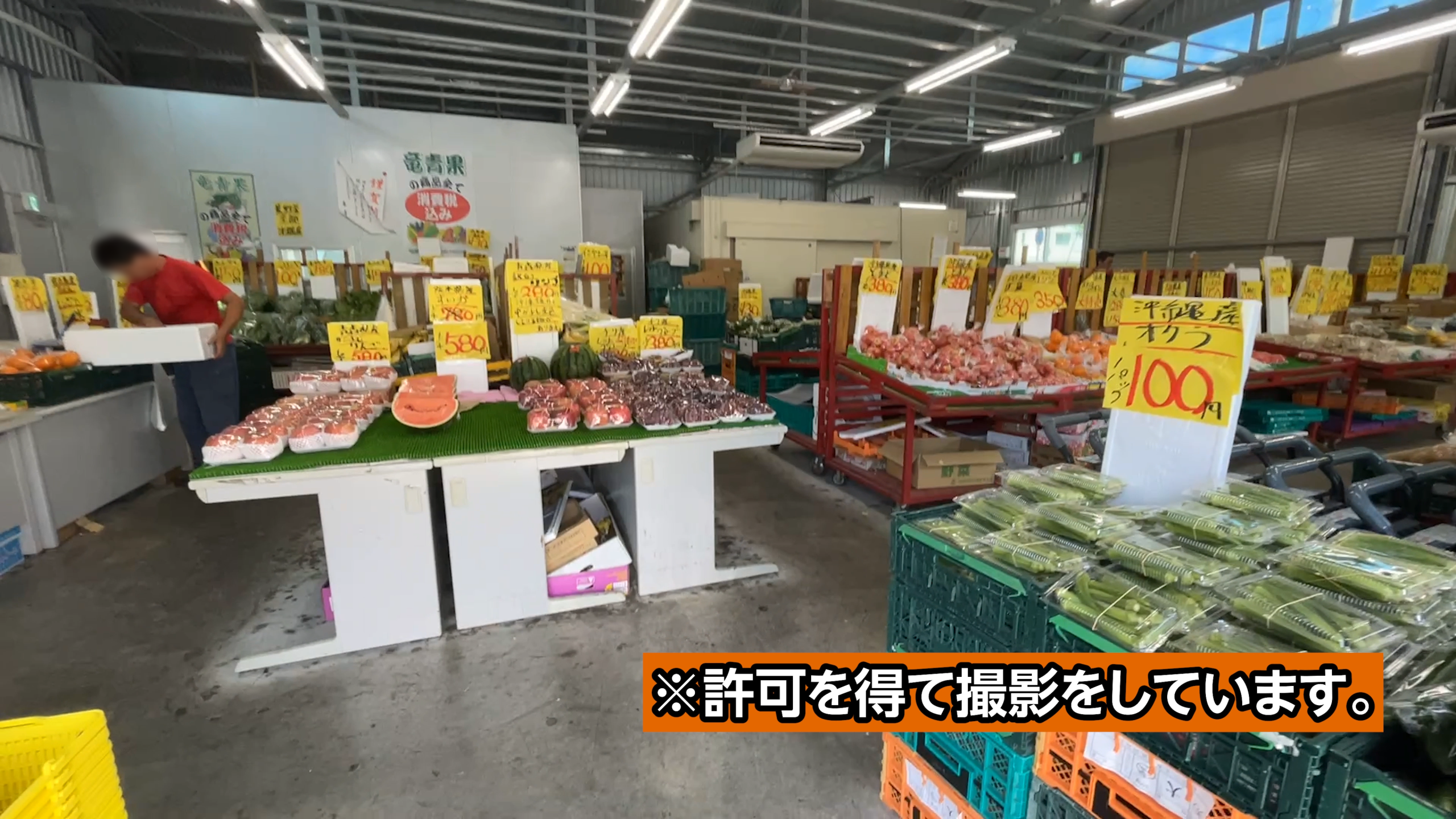 店内に採れたての島野菜や果物が所狭しと並ぶ様子