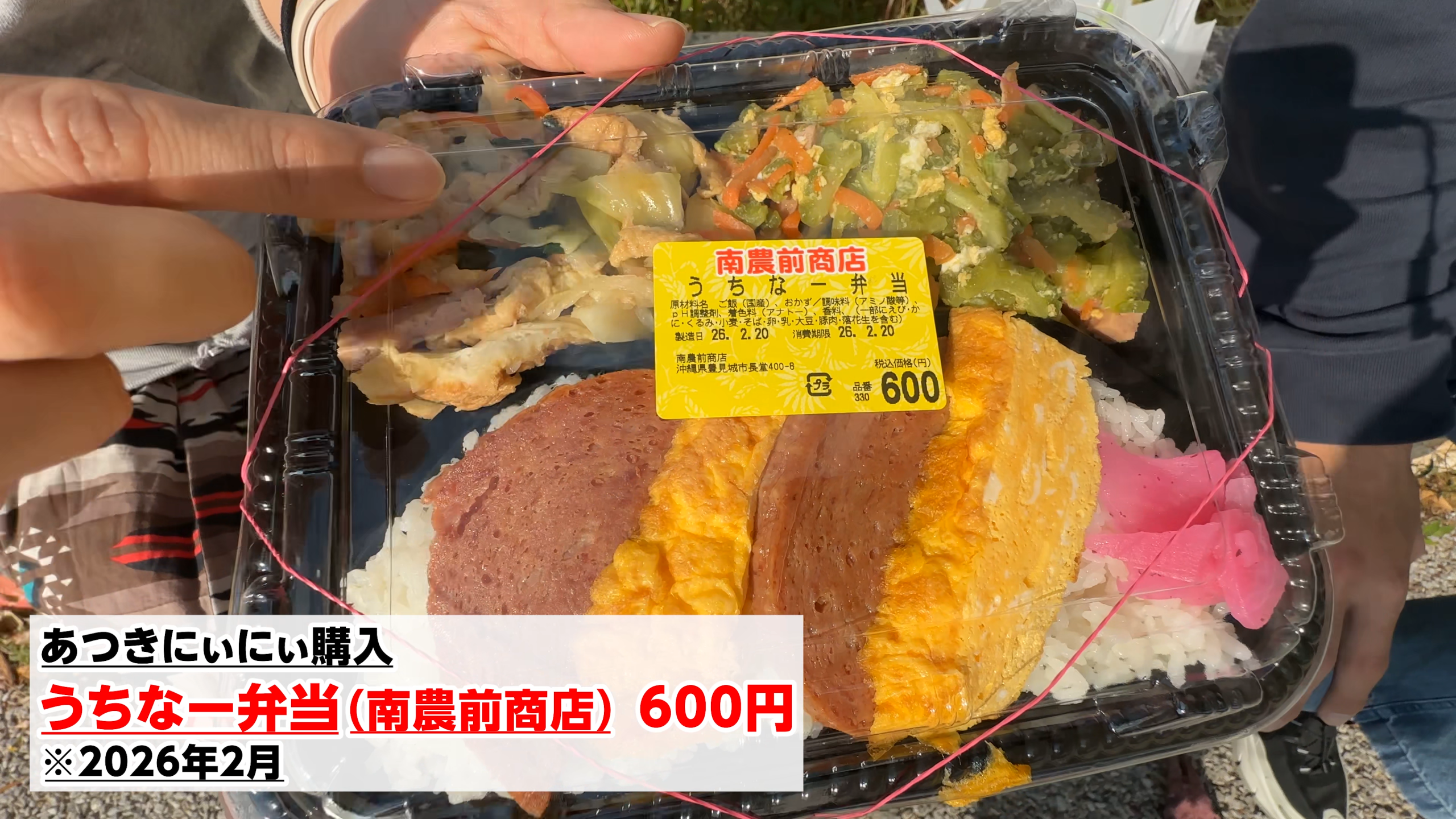 ポークや卵焼き、チャンプルーが詰まった南農前商店のうちなー弁当